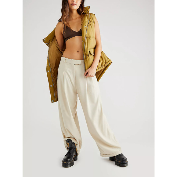 Free People Pants - Free People 'Lyla' White Polyester Trousers Size 12